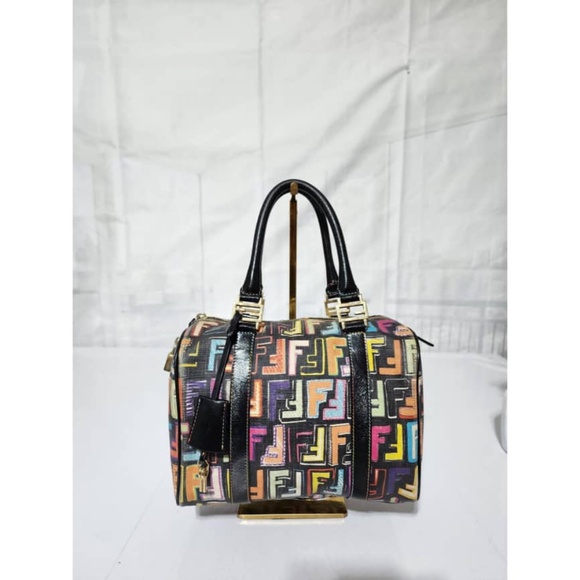 Authentic FENDI Zucca Spalmati FF Forever Boston Black/Multicolor - Picture 1 of 13
